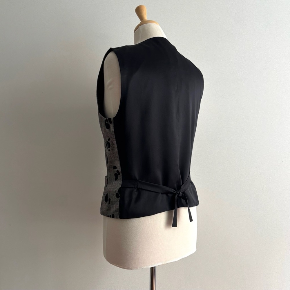 Vintage 90s ESCADA Silk and Wool Houndstooth Check Vest Waistcoat 38 - Picture 7 of 11